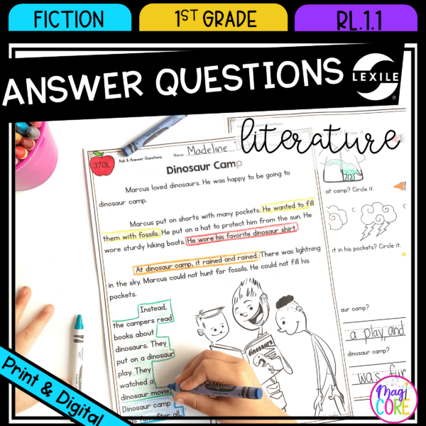 Ask & Answer Questions in Fiction - 1st Grade RL.1.1 - Print & Digital - RL1.1