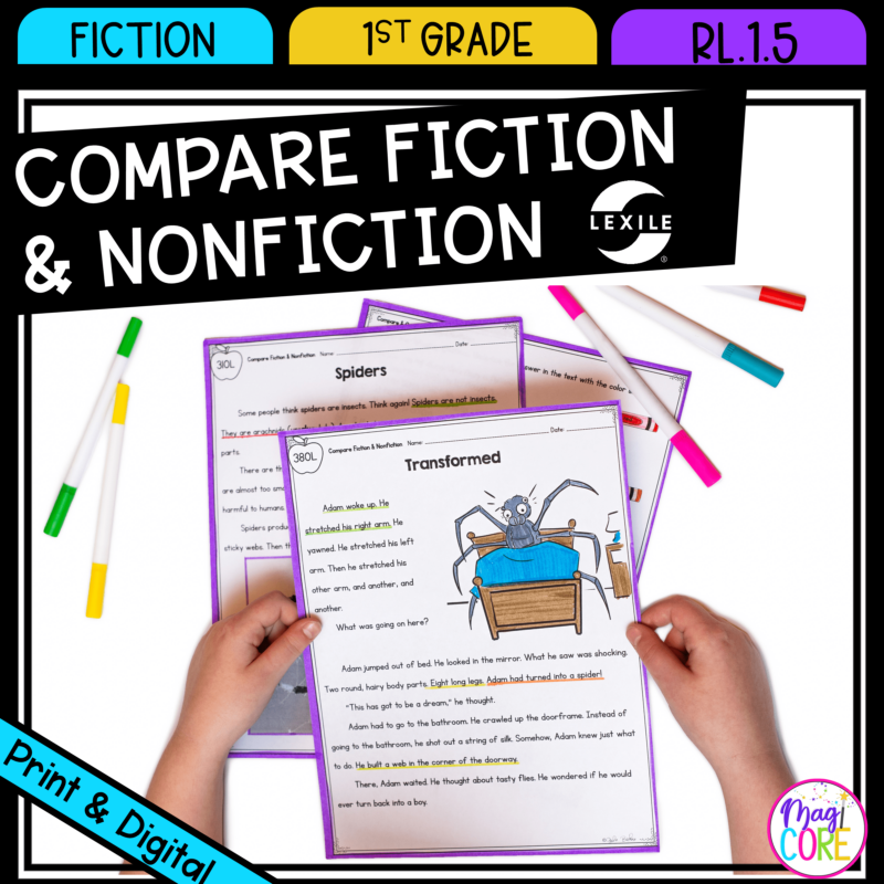 Compare Fiction and Nonfiction - 1st Grade RL.1.5 - Printable & Digital - RL1.5