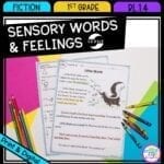Sensory Words and Feelings for 1st grade cover showing printable and digital worksheets