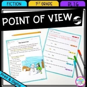 Point of View for 1st grade cover showing printable and digital worksheets