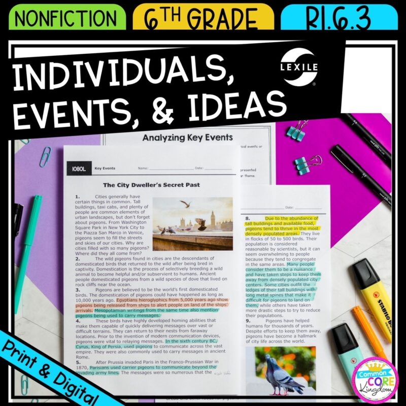 Key Individuals Events and Ideas for 6th grade showing printable and digital worksheets