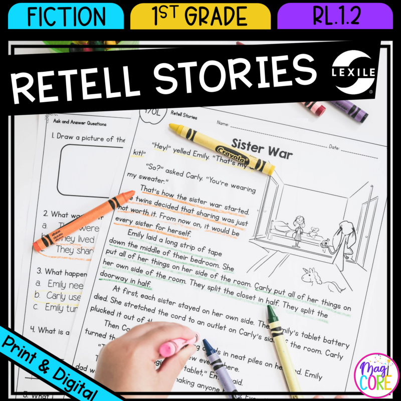 retell stories 1st grade rl 12 | printable digital google slides