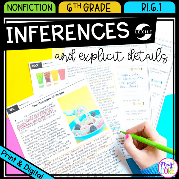 Making Inferences in Nonfiction - 6th Grade RI.6.1 - Reading Passages for RI6.1