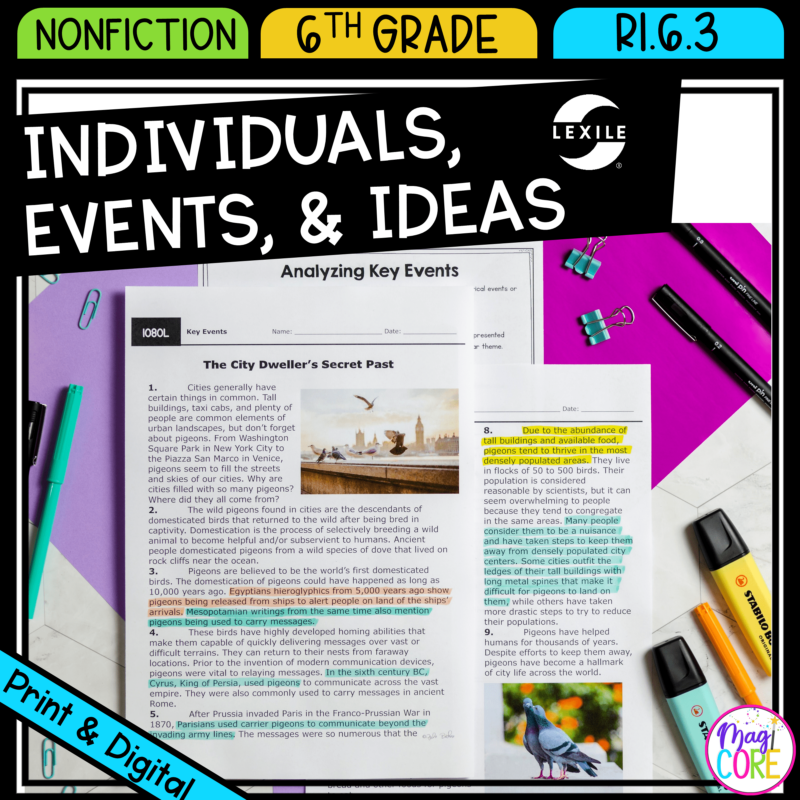 Key Individuals Events & Ideas - 6th Grade RI.6.3 - Reading Passages for RI6.3