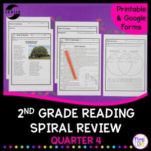 2nd Grade Reading Spiral Review with Lexile Levels - 4th Quarter ELA Practice