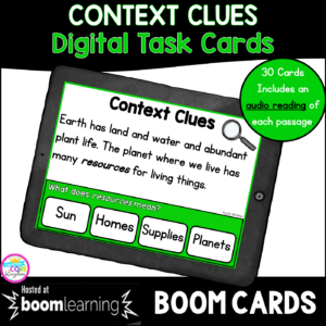 Context Clues Digital Task Cards in Boom Cards for Distance Learning Cover