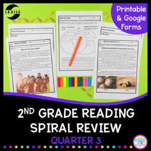 2nd grade spiral review for reading cover quarter 3