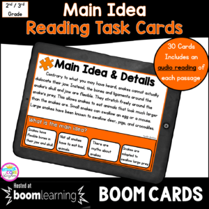 Main Idea Boom Card Task Cards for 2nd & 3rd grade cover