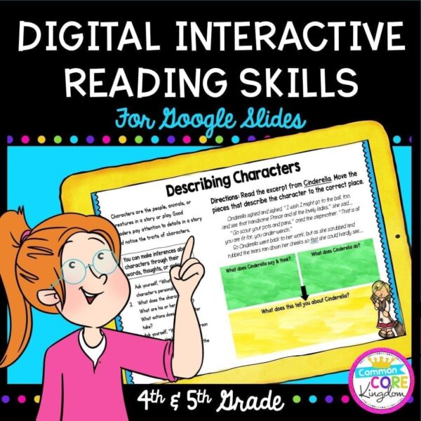 Digital Interactive Reading Skills for Google Slides Distance Learning cover