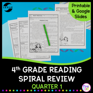 4th Grade Reading Spiral Review - Quarter 1 - Printable & Google Forms