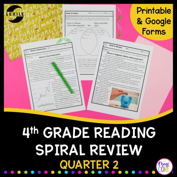 4th Grade Reading Spiral Review - Quarter 2 - Printable & Google Forms