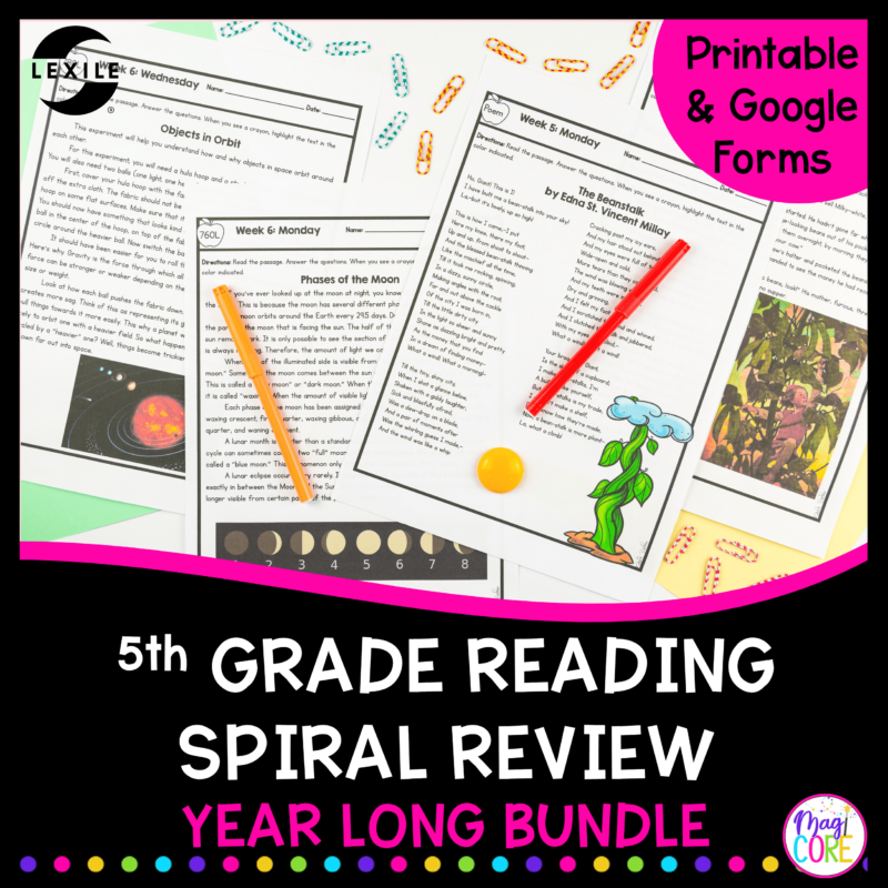 5th Grade Spiral Review - All Year Bundle - Google Forms Distance Learning Pack