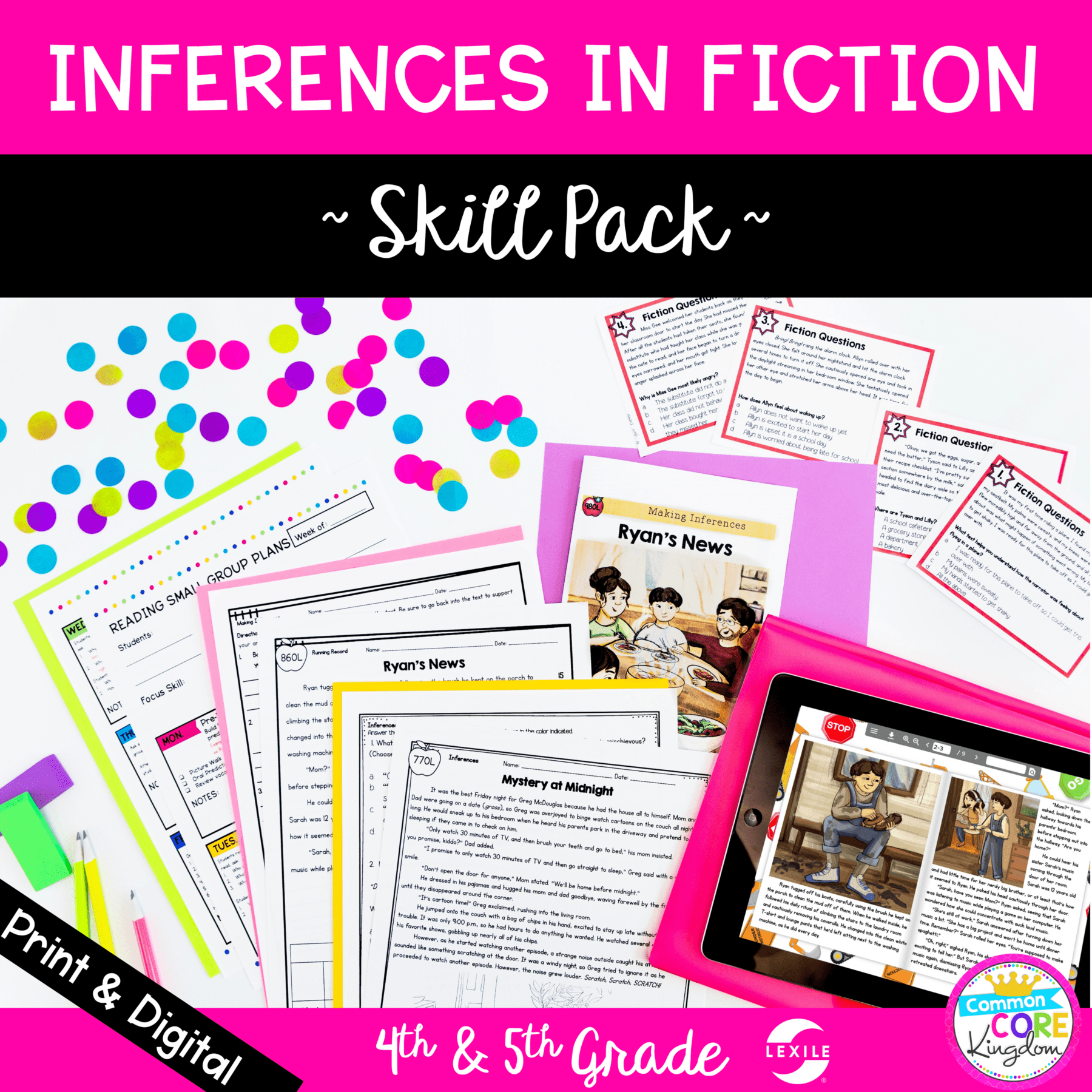 Inferences in Nonfiction Skill Pack for 4th and 5th grade cover showing digital and printable reading comprehension resources
