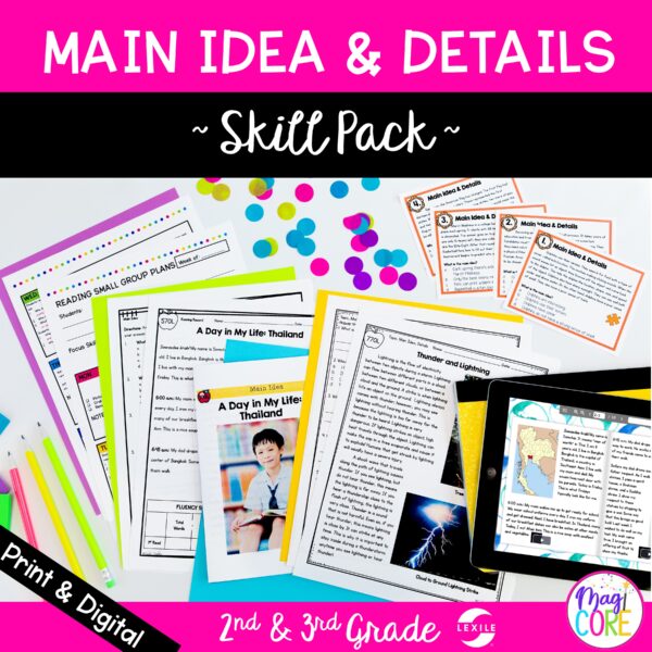 Main Idea Skill Pack Bundle – RI.2.2 & RI.3.2 - Print & Digital