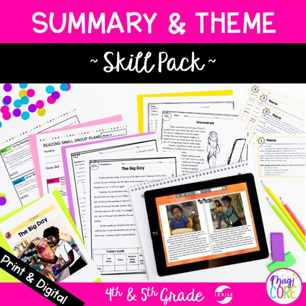 Summary & Theme Skill Pack Bundle – RL.4.2 & RL.5.2 - Print & Digital