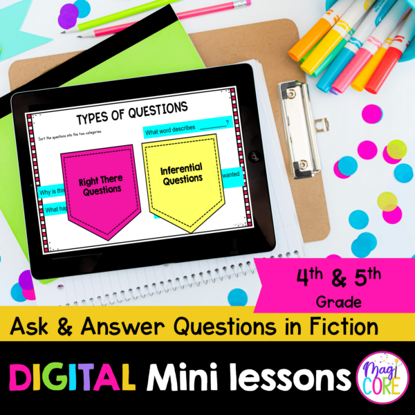 Digital Lessons: Questions & Inferences in Fiction - RL.4.1 & RL.5.1 - Google Slides & Seesaw