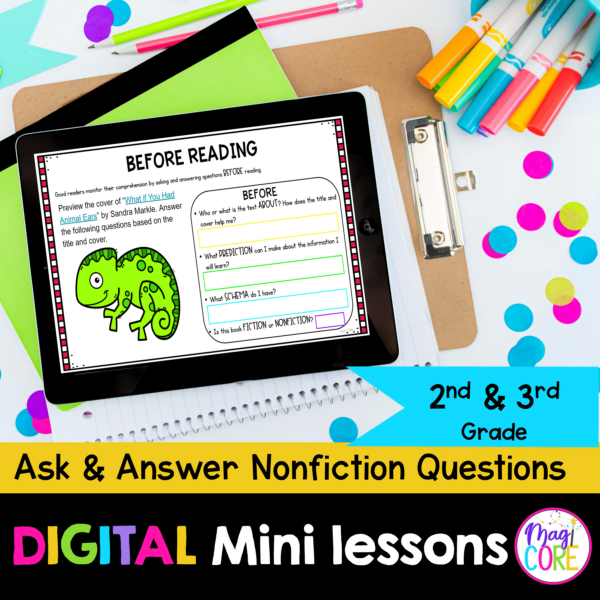 Digital Lessons: Ask and Answer Questions in Nonfiction - RI.2.1 & RI.3.1 - Google Slides & Seesaw