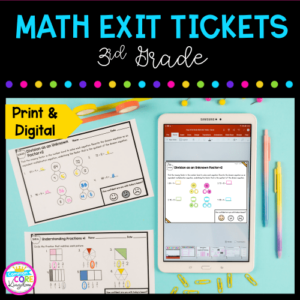 cover for 3rd grade math exit tickets showing printable and digital resources