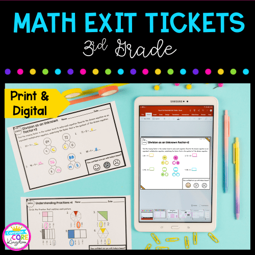 cover for 3rd grade math exit tickets showing printable and digital resources