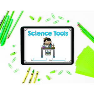 Cover of 1st and 2nd grade Science Tools mini book for distance learning.