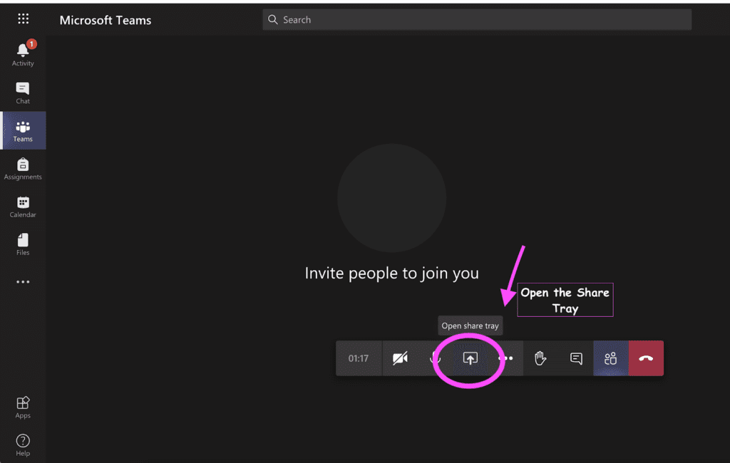 Image showing share try location in Microsoft teams