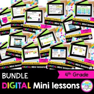 4th Grade Digital Mini lessons bundle cover showing digital worksheets