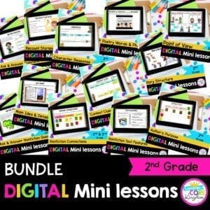 2nd Grade Digital Mini Reading Lessons Bundle cover showing digital worksheets
