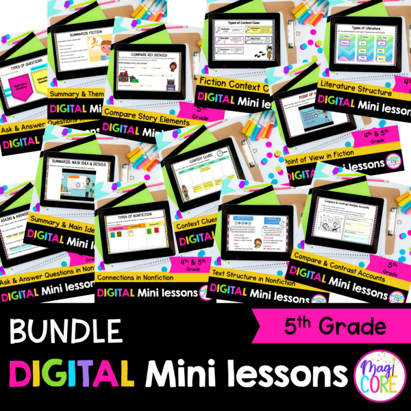 5th Grade Reading Mini Lessons Bundle for Google Slides & Seesaw Distance Learning