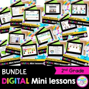 2nd Grade Digital Mini Reading Lessons Bundle cover showing digital worksheets