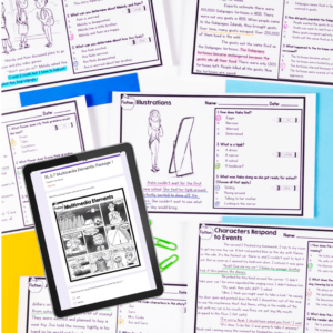Exit Tickets in digital and printable format for classroom or distance learning spread on table