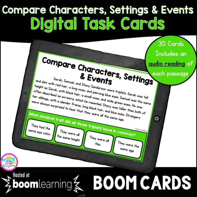 RL.5.3 Compare Story Elements digital task card boom cards for 4th and 5th grade