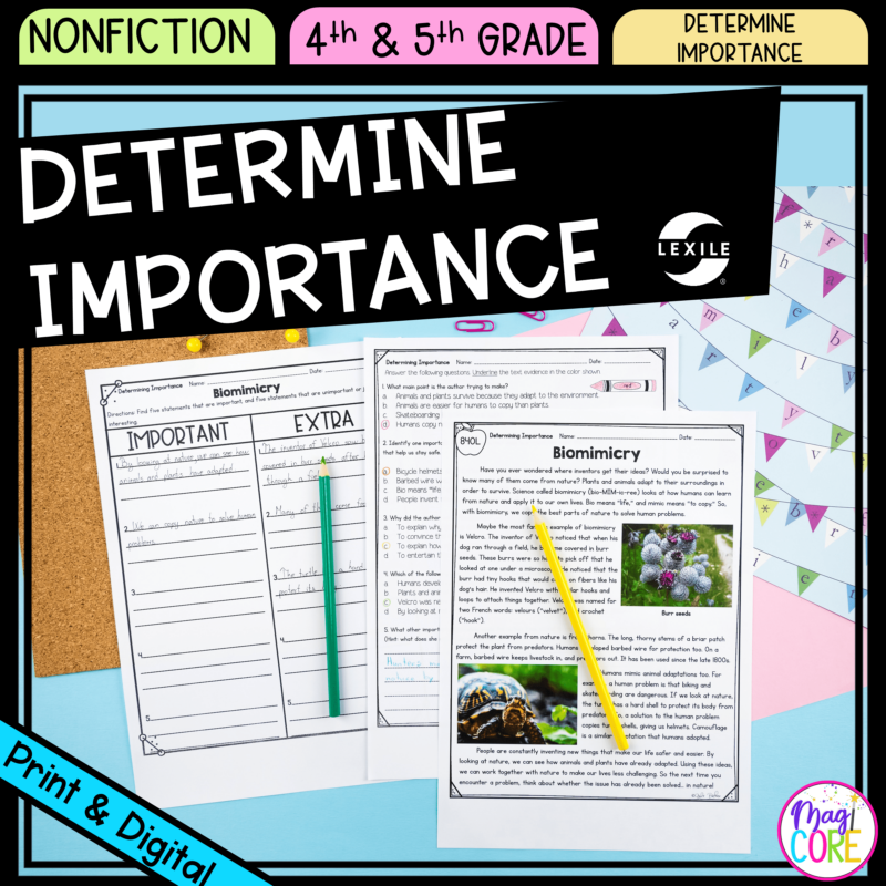 Determine Importance - 4th & 5th Grade Reading Comprehension Passages Unit