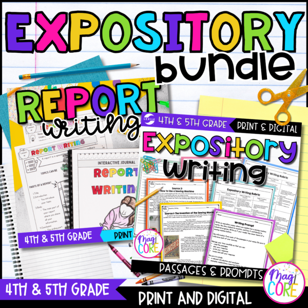 Expository Writing Bundle - 4th & 5th Grade Report Writing, Passages & Prompts