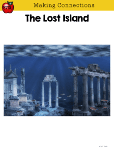 The Lost Island book cover, showing a town submerged underwater 