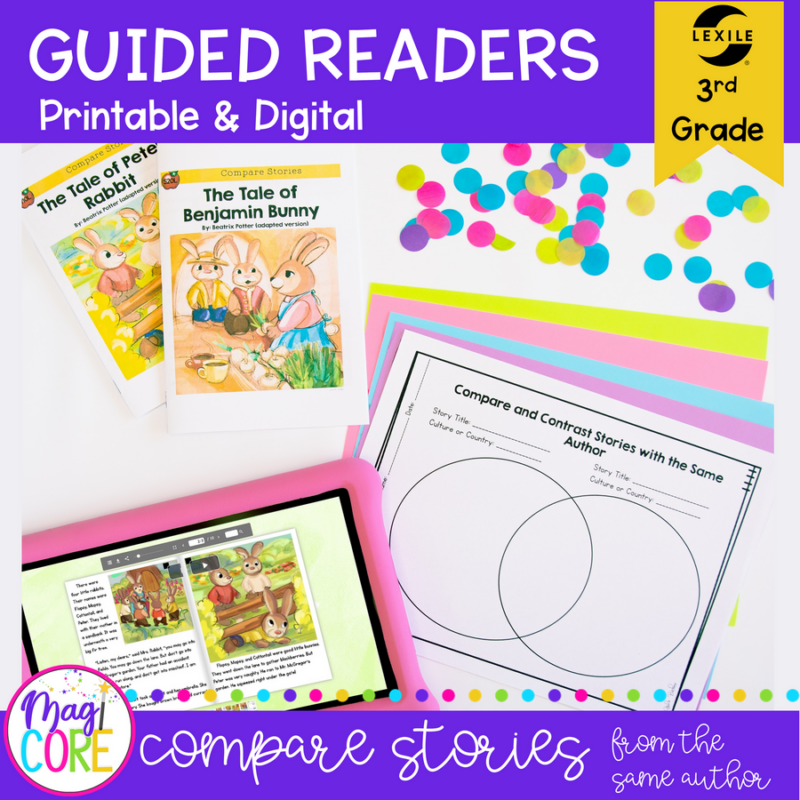 Guided Reading Packet: Compare Stories From the Same Author - 3rd Grade RL.3.9 - Printable & Digital Formats