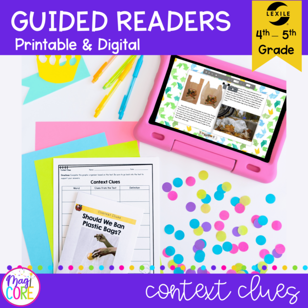 Guided Reading Packet: Context Clues - 4th & 5th Grade RI.4.4 & RI.5.4 - Printable & Digital