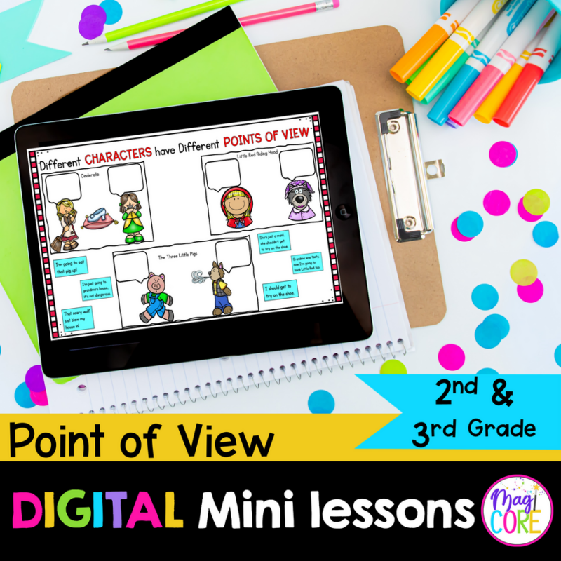 Digital Lessons: Character Point of View - RL.2.6 & RL.3.6 - Google Slides & Seesaw