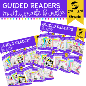 2nd & 3rd grade multi grade guided reading bundle cover showing digital and printable reading comprehension resources