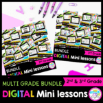 Digital Mini Lesson 2nd & 3rd Grade Reading Bundle cover showing a collage of digital covers for all standards