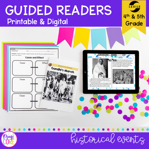 Guided Reading Packet: Historical Events - 4th & 5th Grade RI.4.3 & RI.5.3 - Printable & Digital