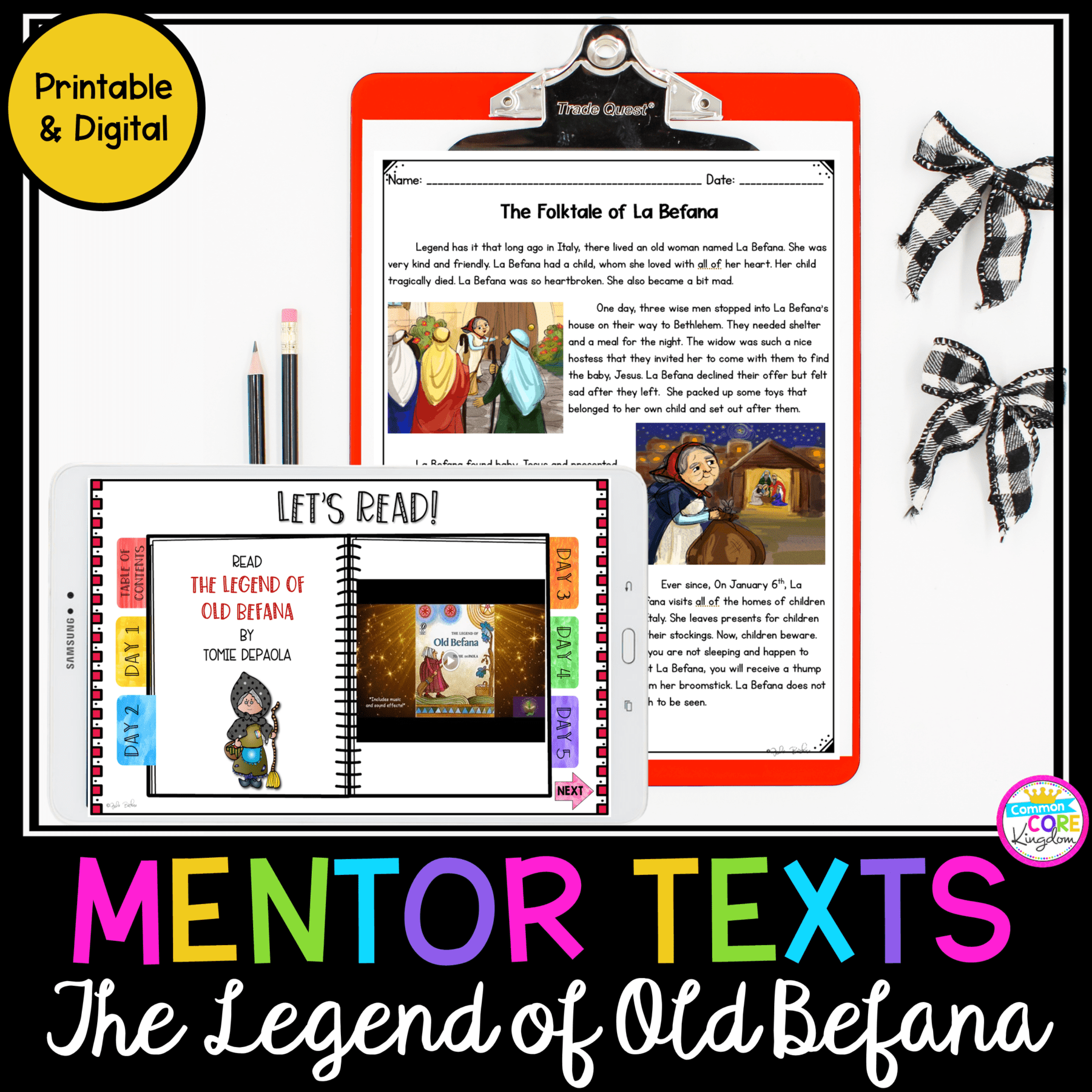 The Legend of Old Befana Mentor Text Unit in Google Slides and Printable cover