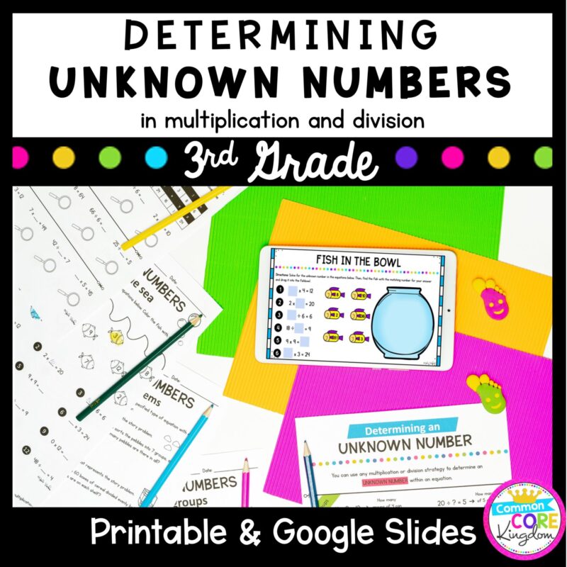 Determine Unknown Numbers Unit for Google Slides Distance Learning 3.OA.A.4