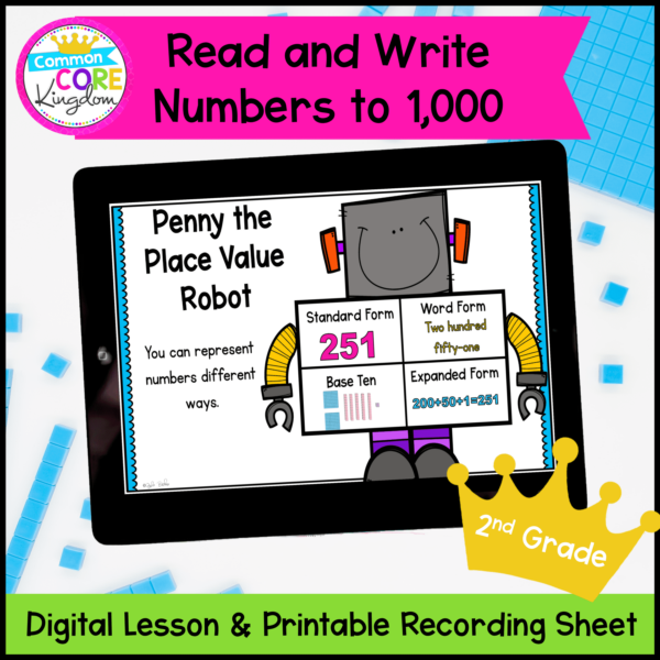 Digital math reading and writing numbers to 1,000 mini lessons on google slides