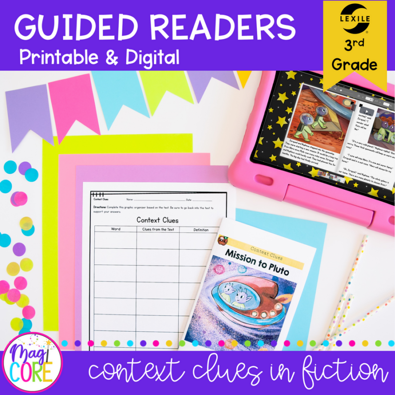 Guided Reading Packet: Context Clues in Fiction - 3rd Grade RL.3.4 - Printable & Digital Formats