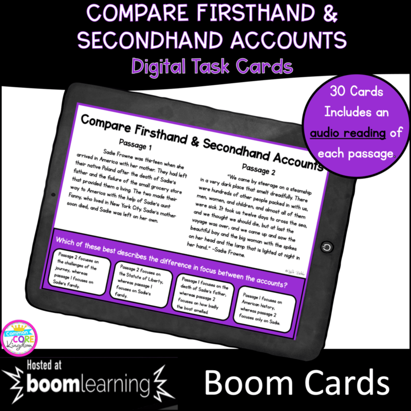Firsthand & Secondhand Accounts Boom Cards RI.4.6 RI.5.6