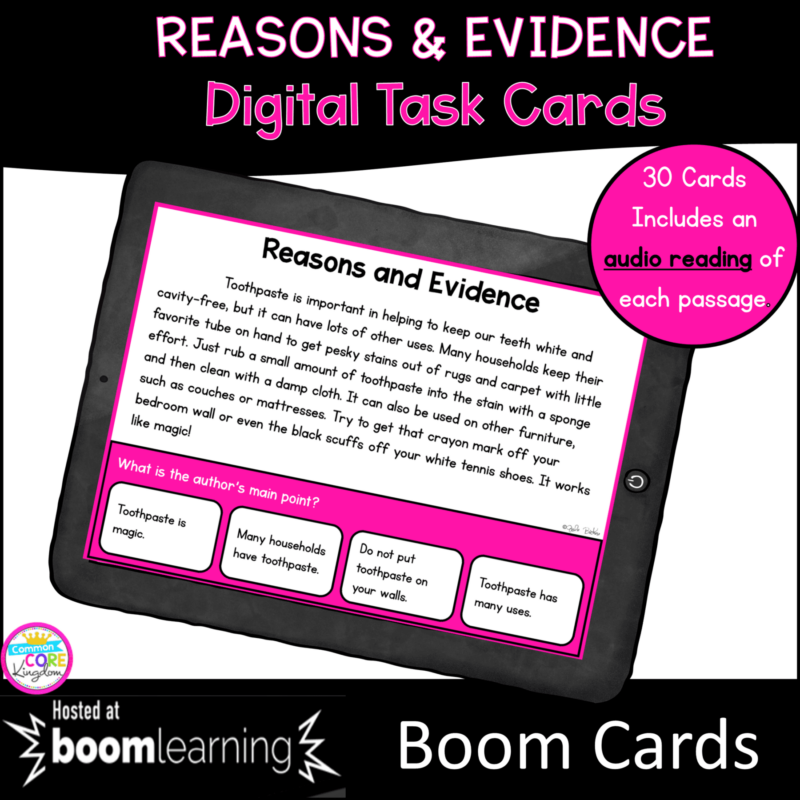Reasons & Evidence Boom Cards RI.4.8 RI.5.8