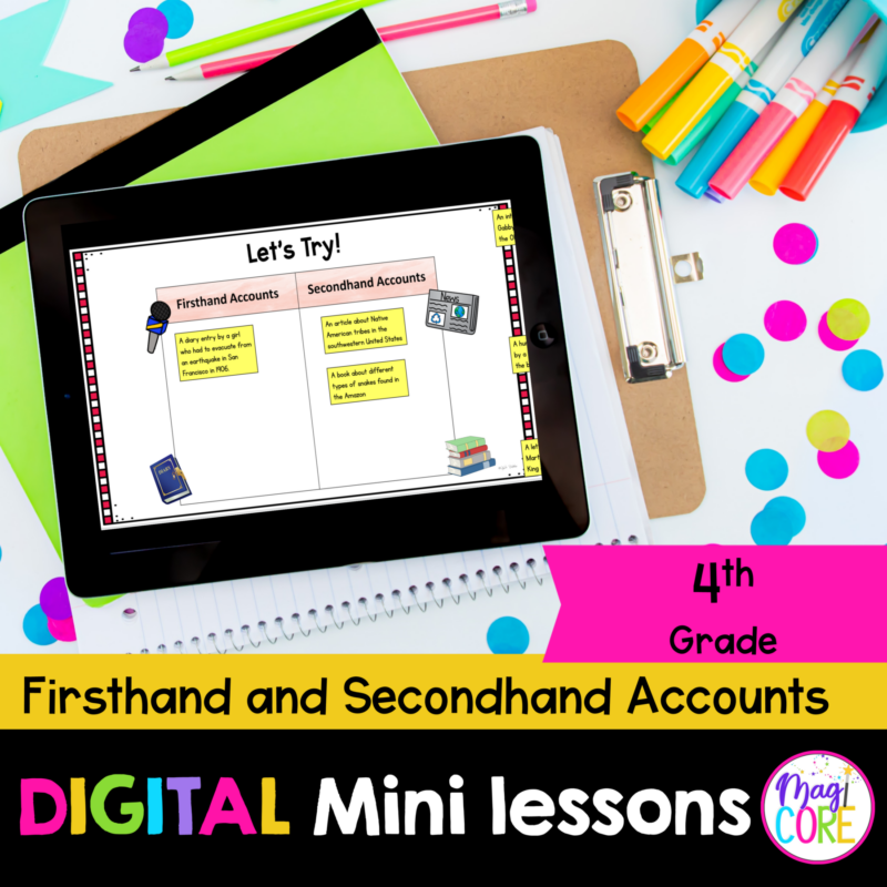 Digital Lessons: Firsthand & Secondhand Accounts - RI.4.6 - Google Slides & Seesaw