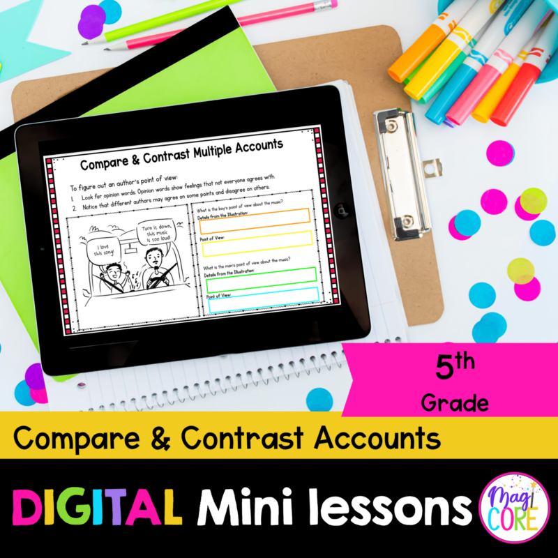 Digital Lessons: Compare & Contrast Multiple Accounts - RI.5.6 - Google Slides & Seesaw