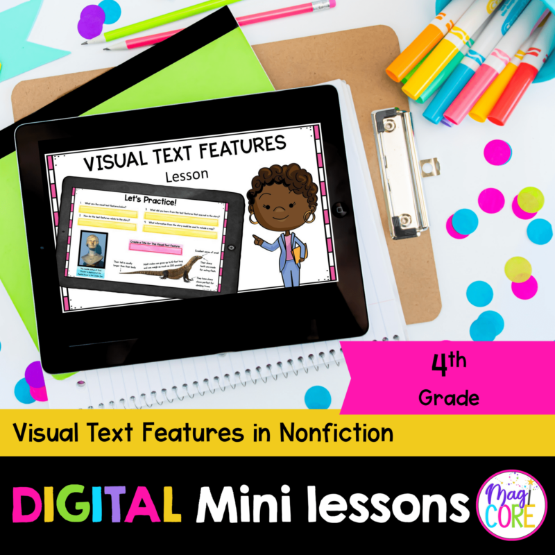 Digital Lessons: Visual Text Features in Nonfiction - RI.4.7 - Google Slides & Seesaw