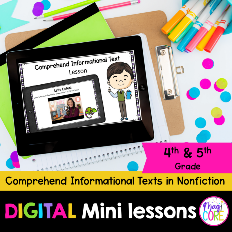 Digital Lessons: Comprehend Informational Text in Nonfiction - RI.4.10 & RI.5.10 - Google Slides & Seesaw